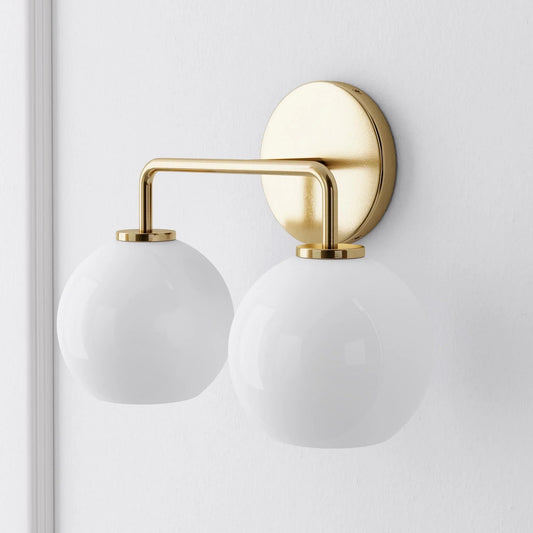 Declan Modern Globe Sculptural Milk Glass Vanity Light