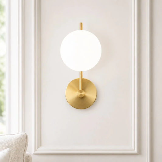 Delyra Minimalist Glass Globe Metal Wall Sconce