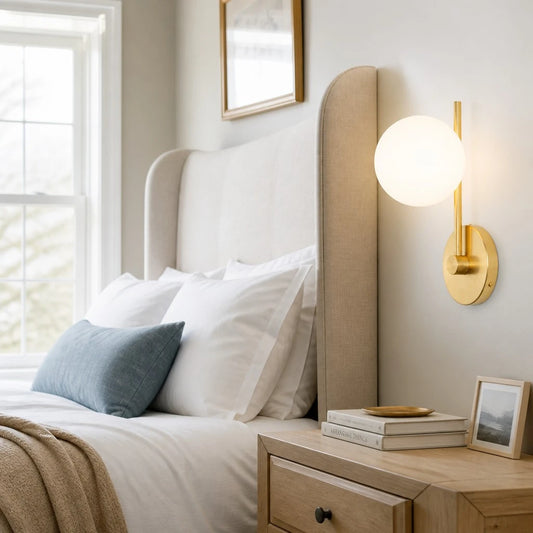 Delyra Minimalist Glass Globe Metal Wall Sconce