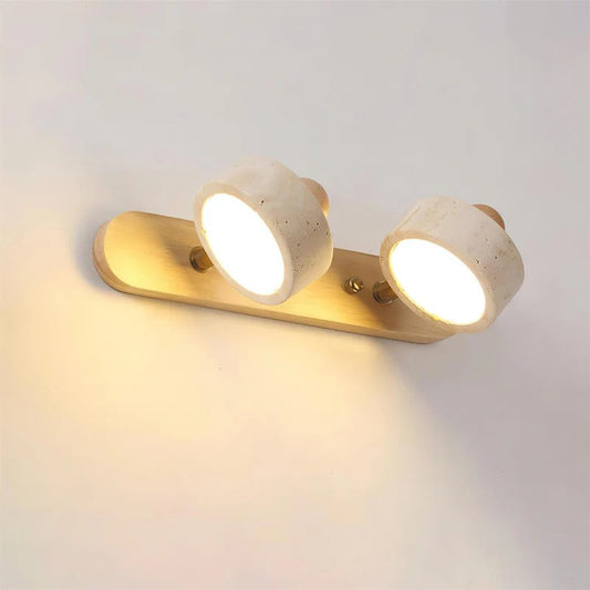 Dēmētēr Contemporary Natural LED Travertine Wood Wall Sconce