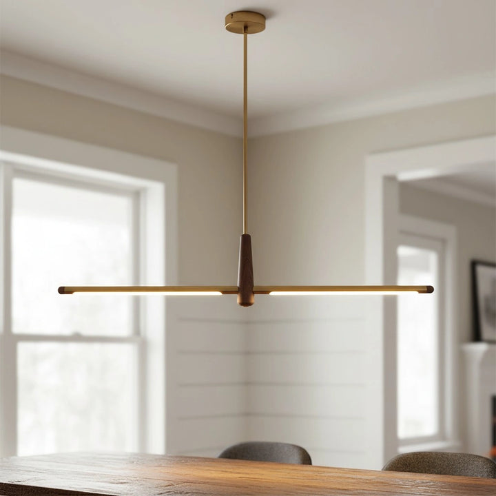 Designer Dining Room Chandelier Light Linear Solid Wood