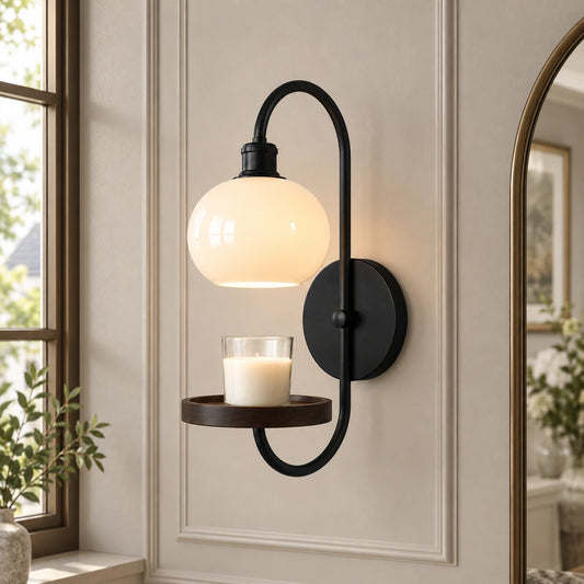 Desmond Retro Glass Candle Tray Wall Sconce