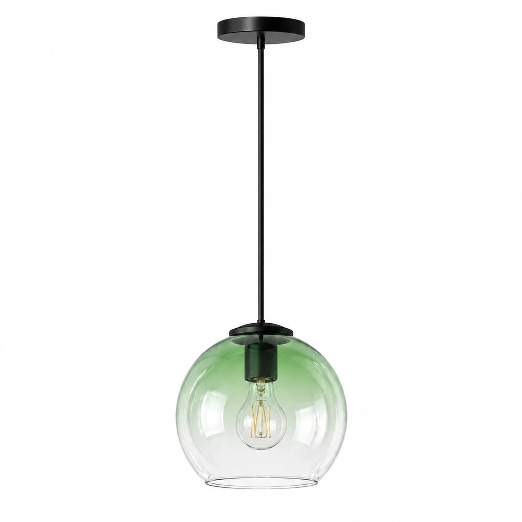 Desmond Modern Glass Globe Pendant Light, Wind Chime Green / 1-Light, white