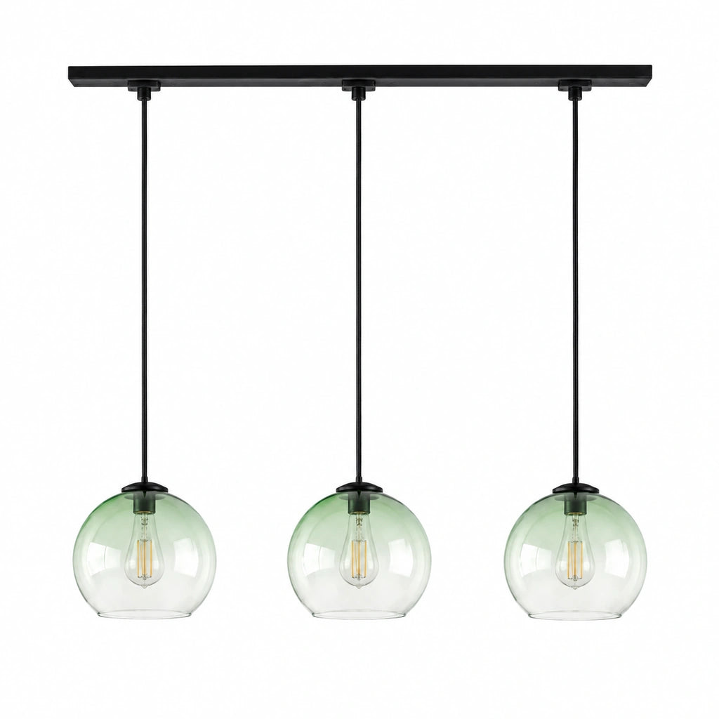 Desmond Modern Glass Globe Pendant Light, Wind Chime Green / 3-Light, white