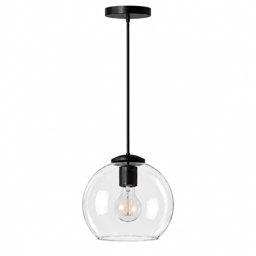 Desmond Modern Glass Globe Pendant Light, Crystal Transparent / 1-Light, white