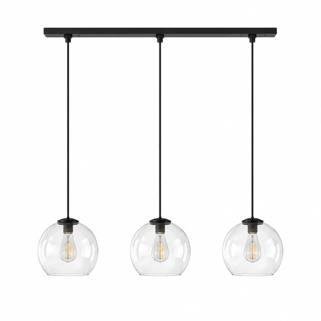Desmond Modern Glass Globe Pendant Light, Crystal Transparent / 3-Light, white