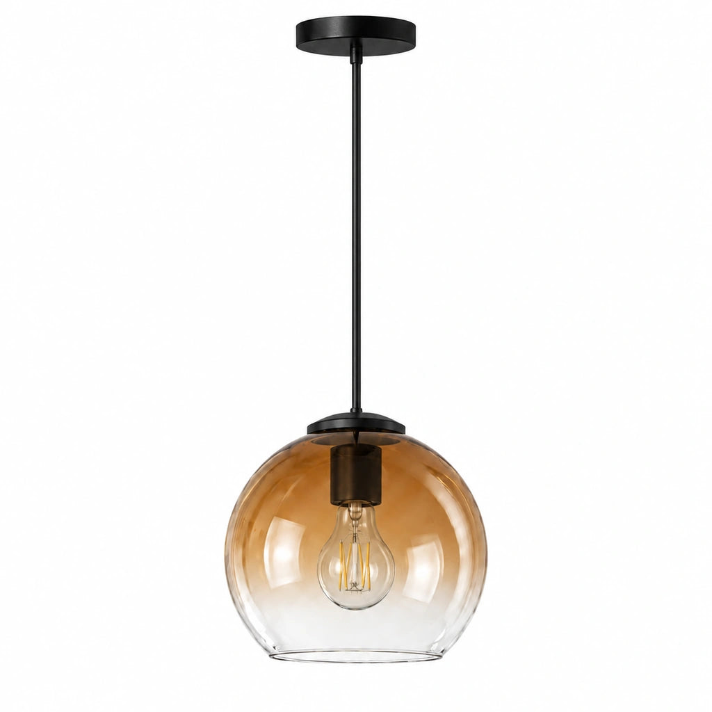 Desmond Modern Glass Globe Pendant Light, Amber / 1-Light, white