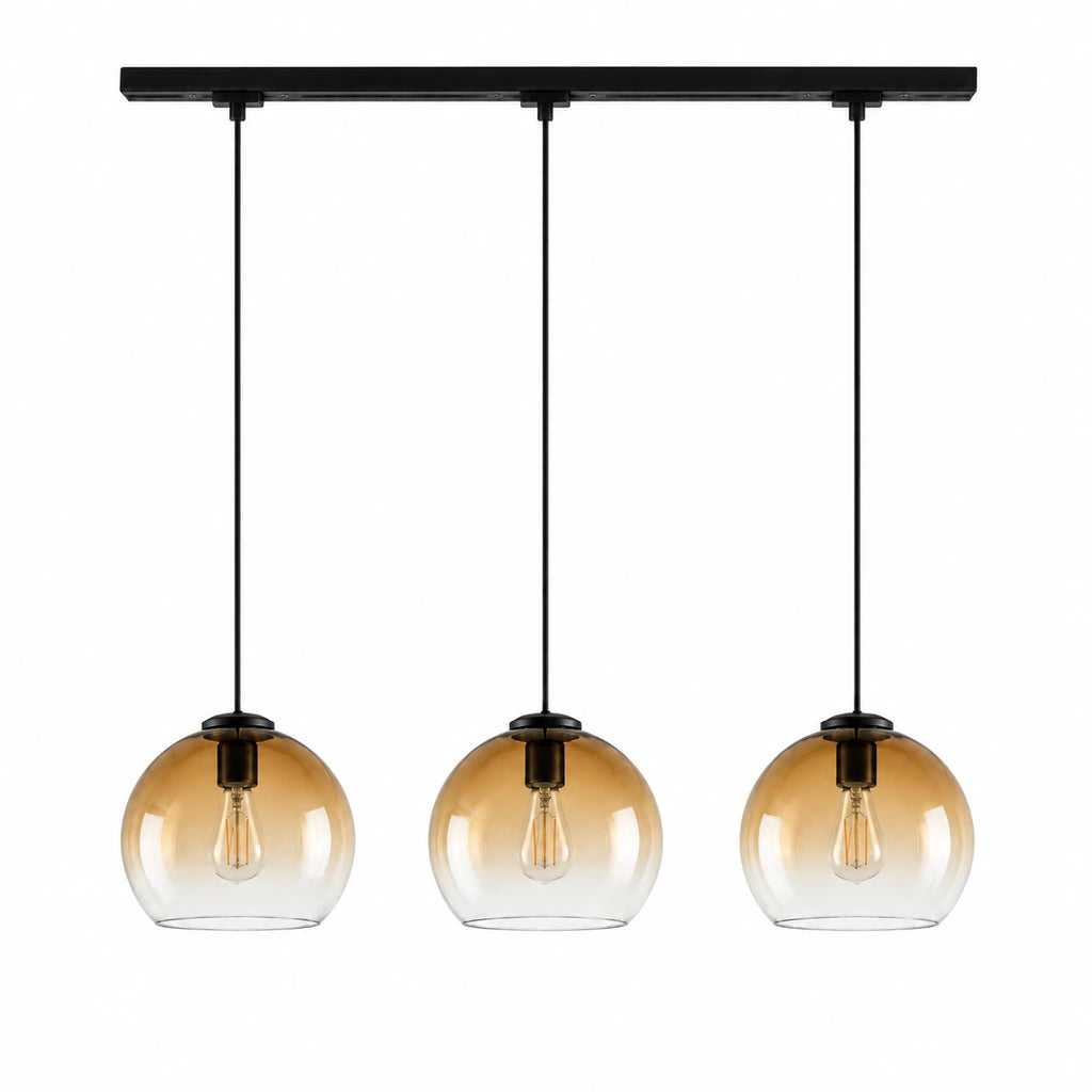 Desmond Modern Glass Globe Pendant Light, Amber / 3-Light, white