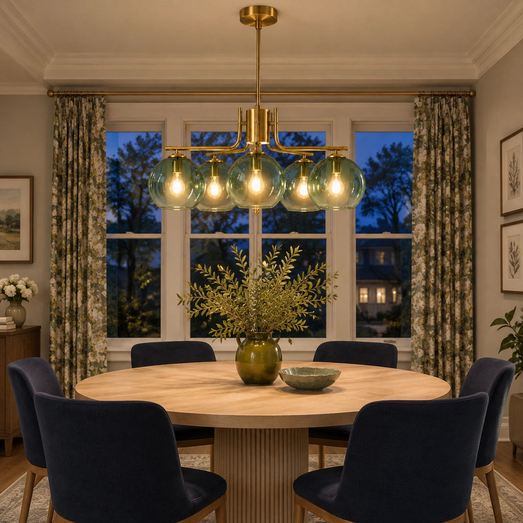 Desmond Modern Green Glass Globe Chandelier — green night night