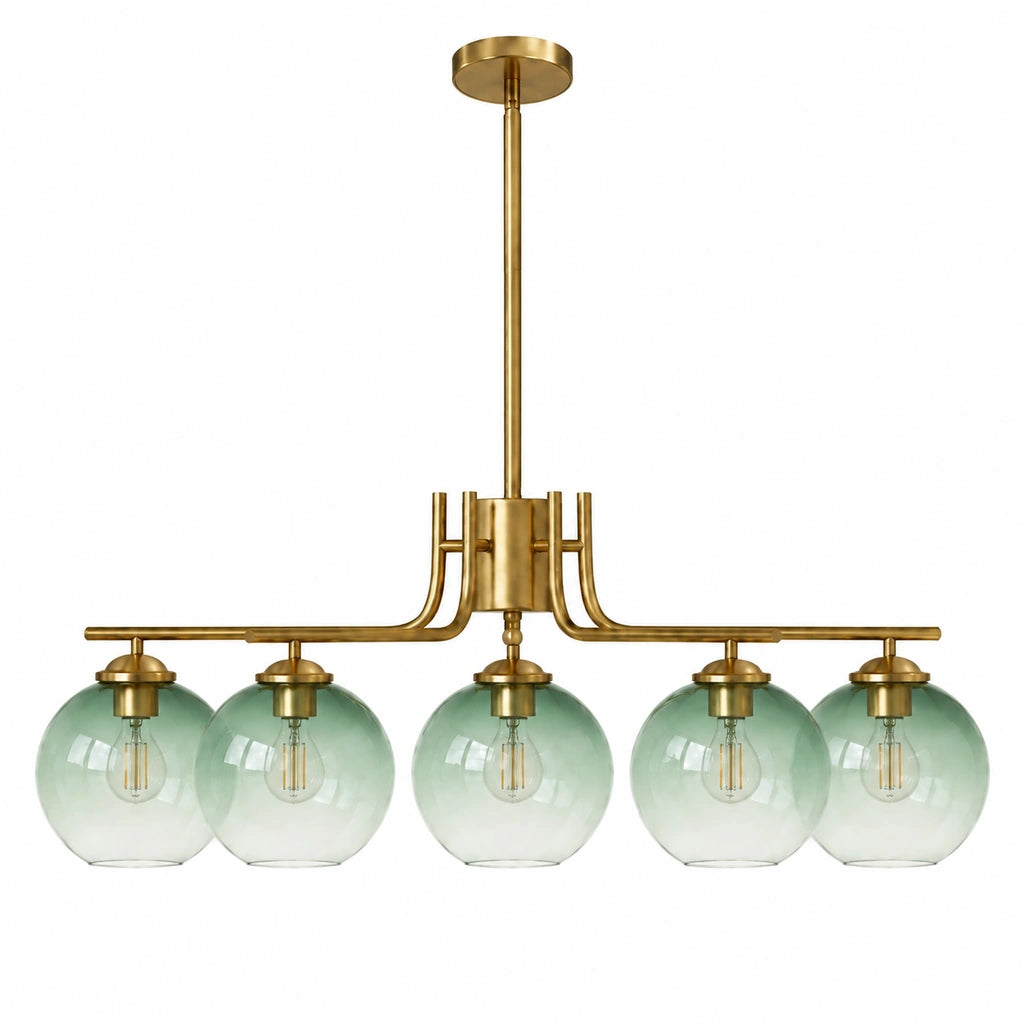 Desmond Modern Green Glass Globe Chandelier — green white white