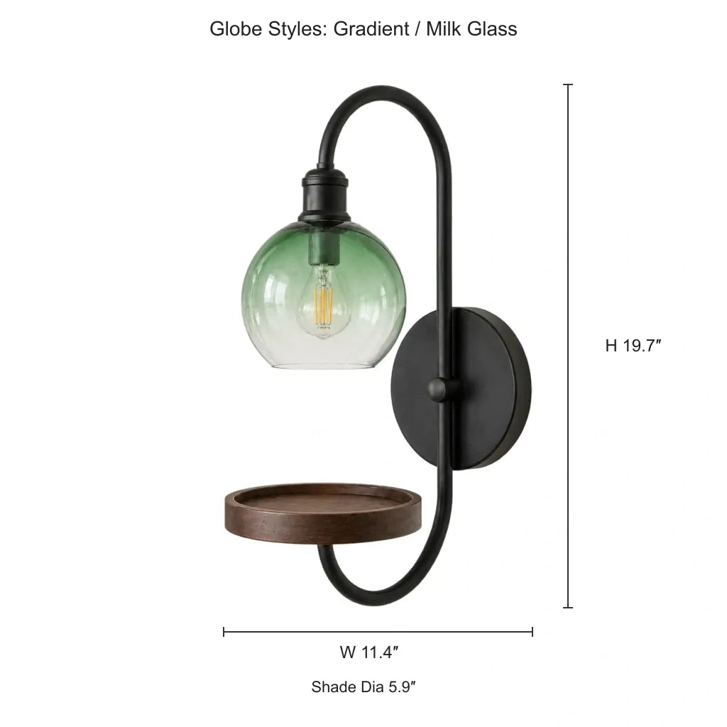 Desmond Retro Glass Candle Tray Wall Sconce — gradient dimensions in inches
