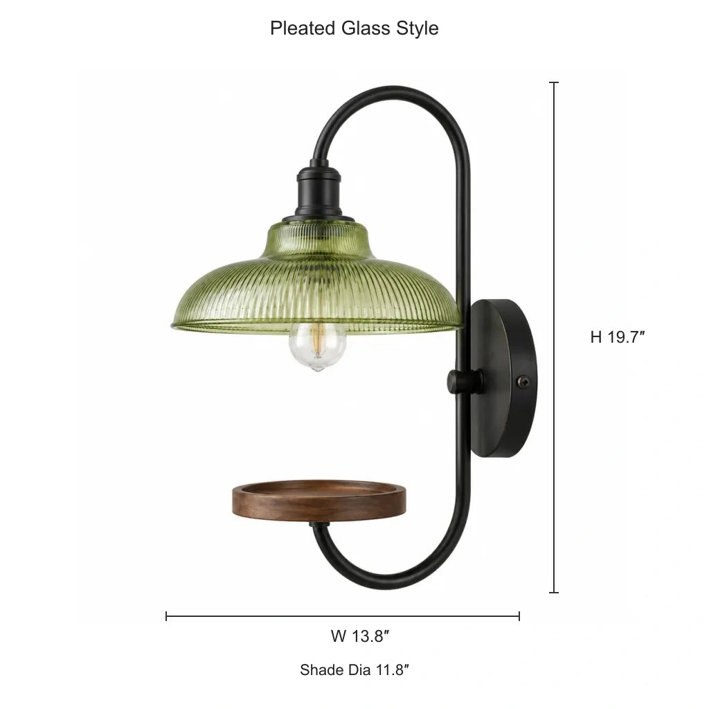 Desmond Retro Glass Candle Tray Wall Sconce — pleated dimensions in inches