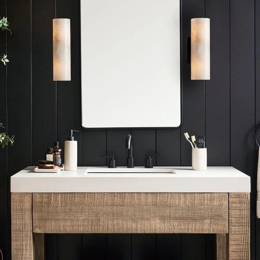 Doran Modern Elegant Alabaster Tube Sconce