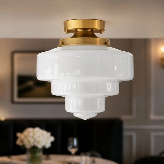 Drake Vintage Tiered Milk Glass Ceiling Light