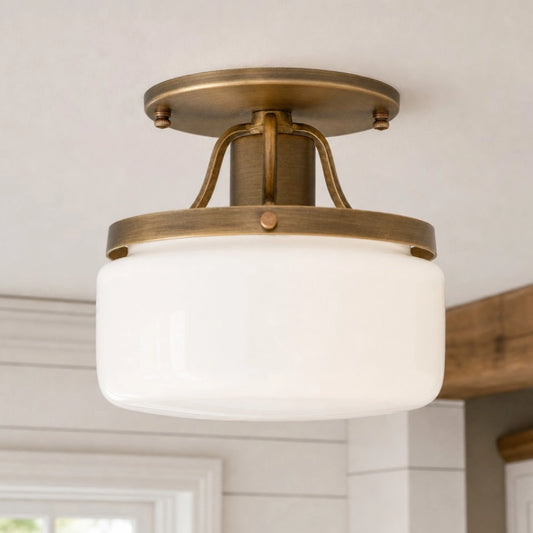 Draven Art Deco Drum Semi-Flush Ceiling Light