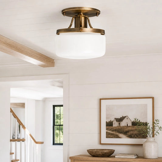 Draven Art Deco Drum Semi-Flush Ceiling Light