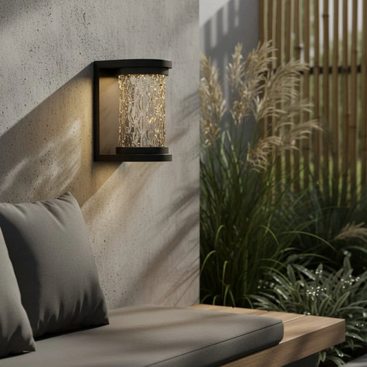 Drew Outdoor Bubble Glass Cylindrical Wall Lamp