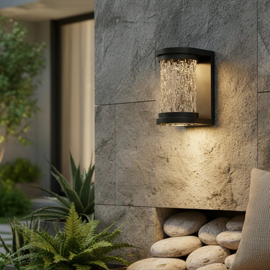 Drew Outdoor Bubble Glass Cylindrical Wall Lamp