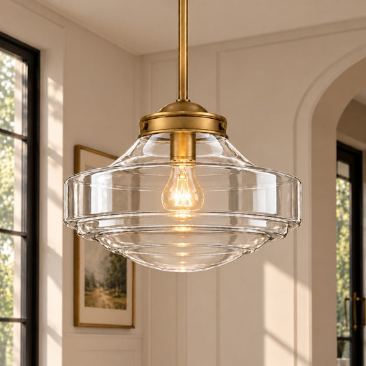 Edric Vintage Schoolhouse Glass Bowl Pendant Light