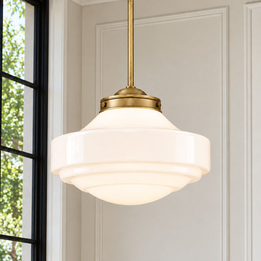 Edric Vintage Schoolhouse Glass Bowl Pendant Light