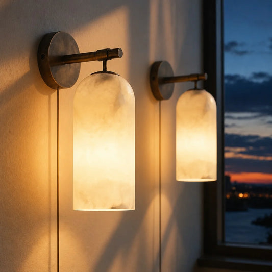 Eileen Modern Metal Alabaster Cylindrical Wall Lamp