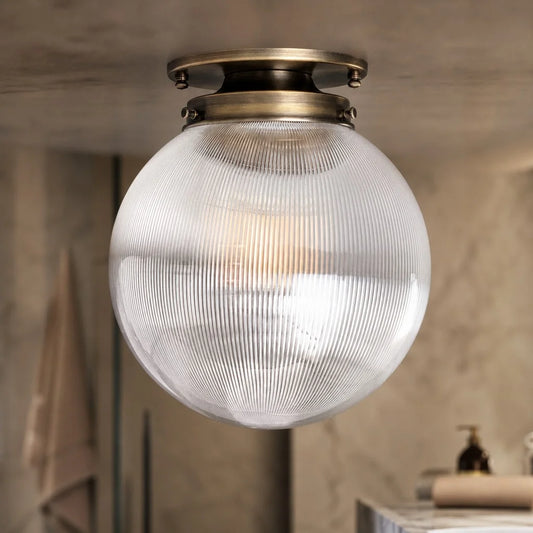 Elarad Modern Ribbed Glass Globe Ceiling Light