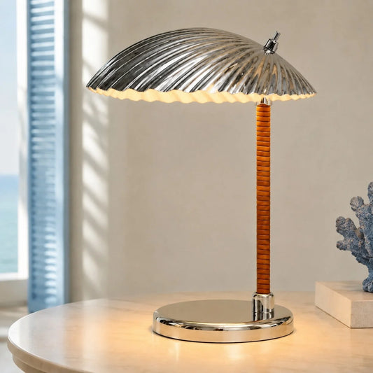 Elaraen Modern Fluted Scallop Shell Metal Table Lamp