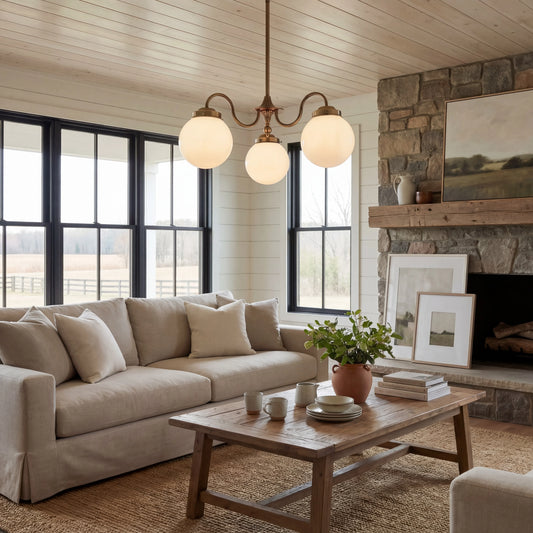 Elias Farmhouse Glass Globe Chandelier