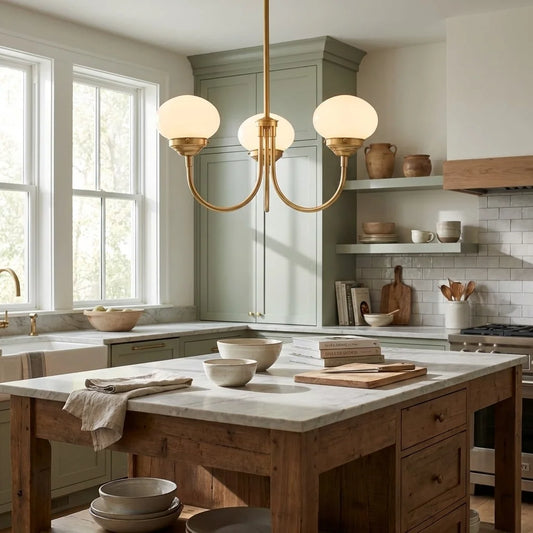 Elias Minimalist Glass Globe Metal Chandelier