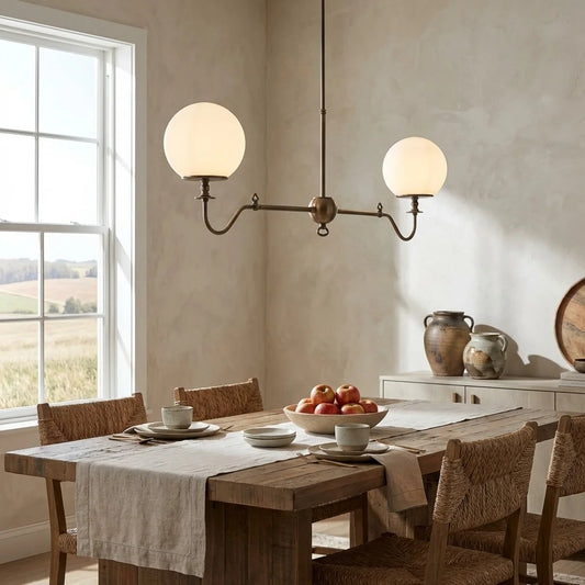 Elias Industrial Glass Globe Linear Chandelier