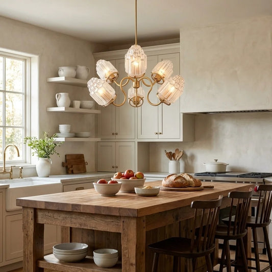 Elias Glam Glass Metal Faceted Shade Chandelier