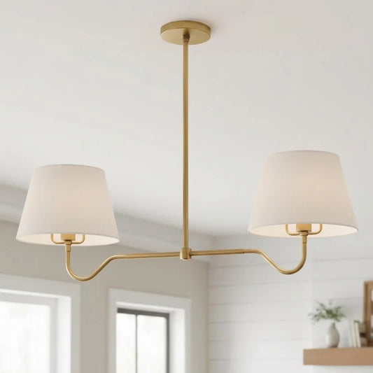 Elias Modern Fabric Metal Linear Chandelier