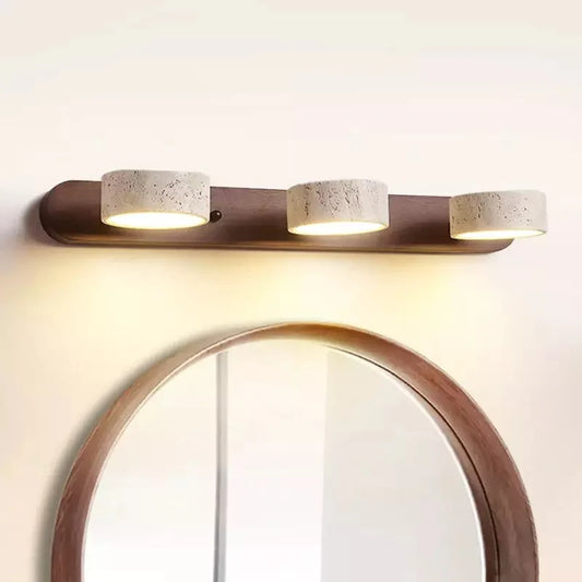 Elias Rustic Adjustable Travertine Wood Wall Sconce