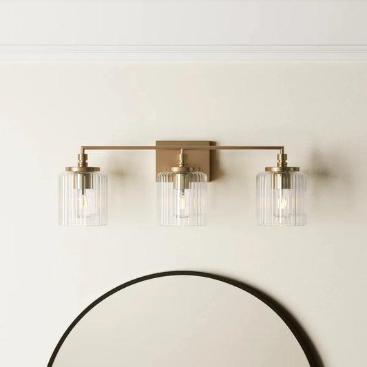 Eliot Modern 3-Light Ribbed Glass Cylinder Vanity Wall Lamp