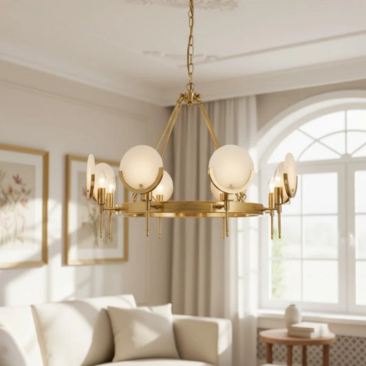 Ellery Modern Classic Marble Disc Chandelier