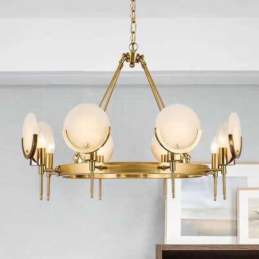 Ellery Modern Classic Marble Disc Chandelier