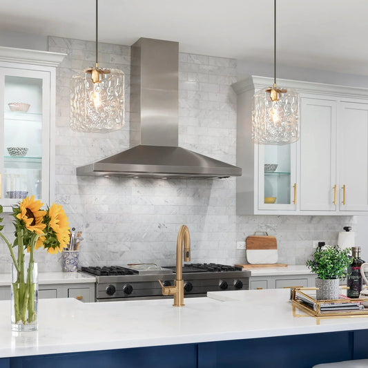 Ellis Contemporary Square Water Ripple Glass Pendant Light