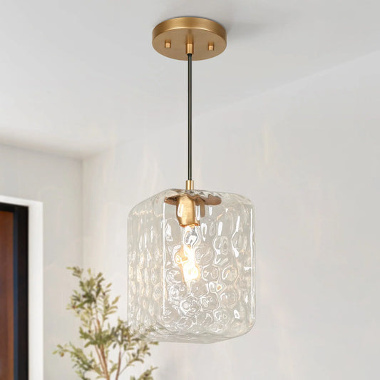 Ellis Contemporary Square Water Ripple Glass Pendant Light
