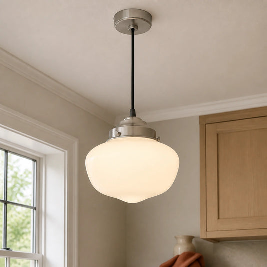 Elodie Modern Schoolhouse Milk Glass Globe Pendant Light