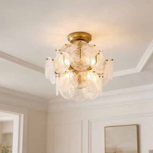 Elodie Modern Luxury Disc Round Glass Ceiling Light