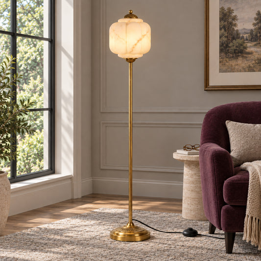 Eloise Vintage Scallop Milk Glass Floor Light