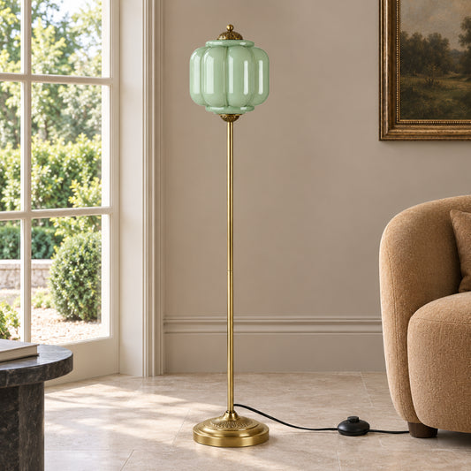 Eloise Vintage Scallop Milk Glass Floor Light