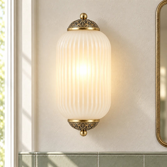 Eloise Vintage Scallop Milk Glass Flush Sconce Wall Light