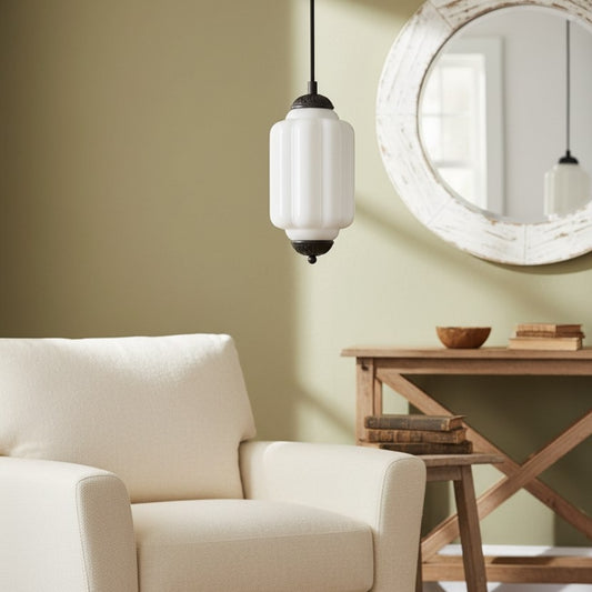 Eloise Vintage Milk Glass Pumpkin Petite Pendant Light