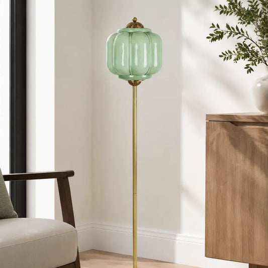Eloise Vintage Scallop Milk Glass Floor Light