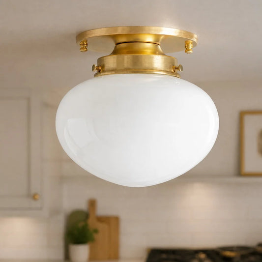 Eloowe Modern Orb Milk Glass Ceiling Light