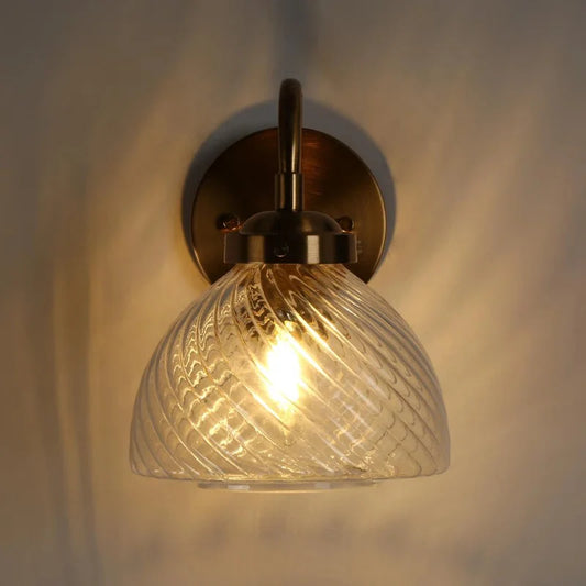 Elora Vintage Brass Swirled Glass Wall Sconce