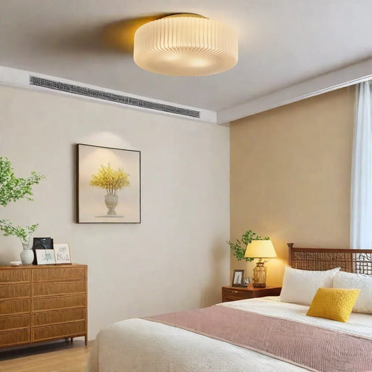 Elowen Modern Opaline Ribbed Glass Ceiling Lamp