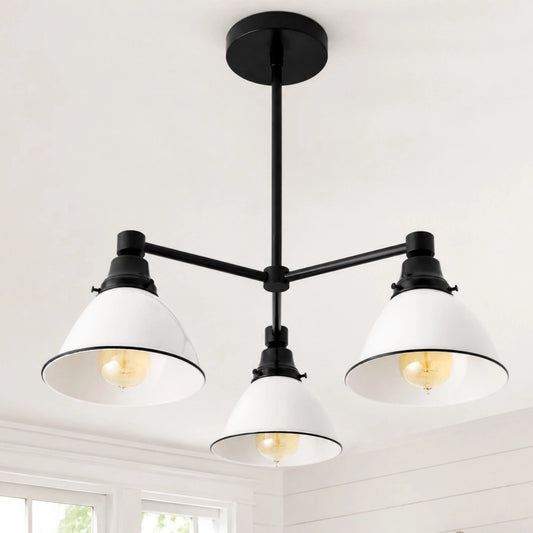 Elowyn Industrial Trumpet 3-Light Chandelier