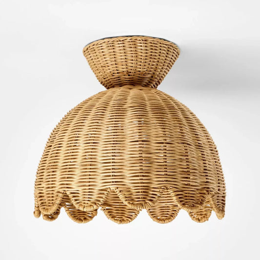 Elsa Bohemian Woven Rattan Flower Ceiling Light